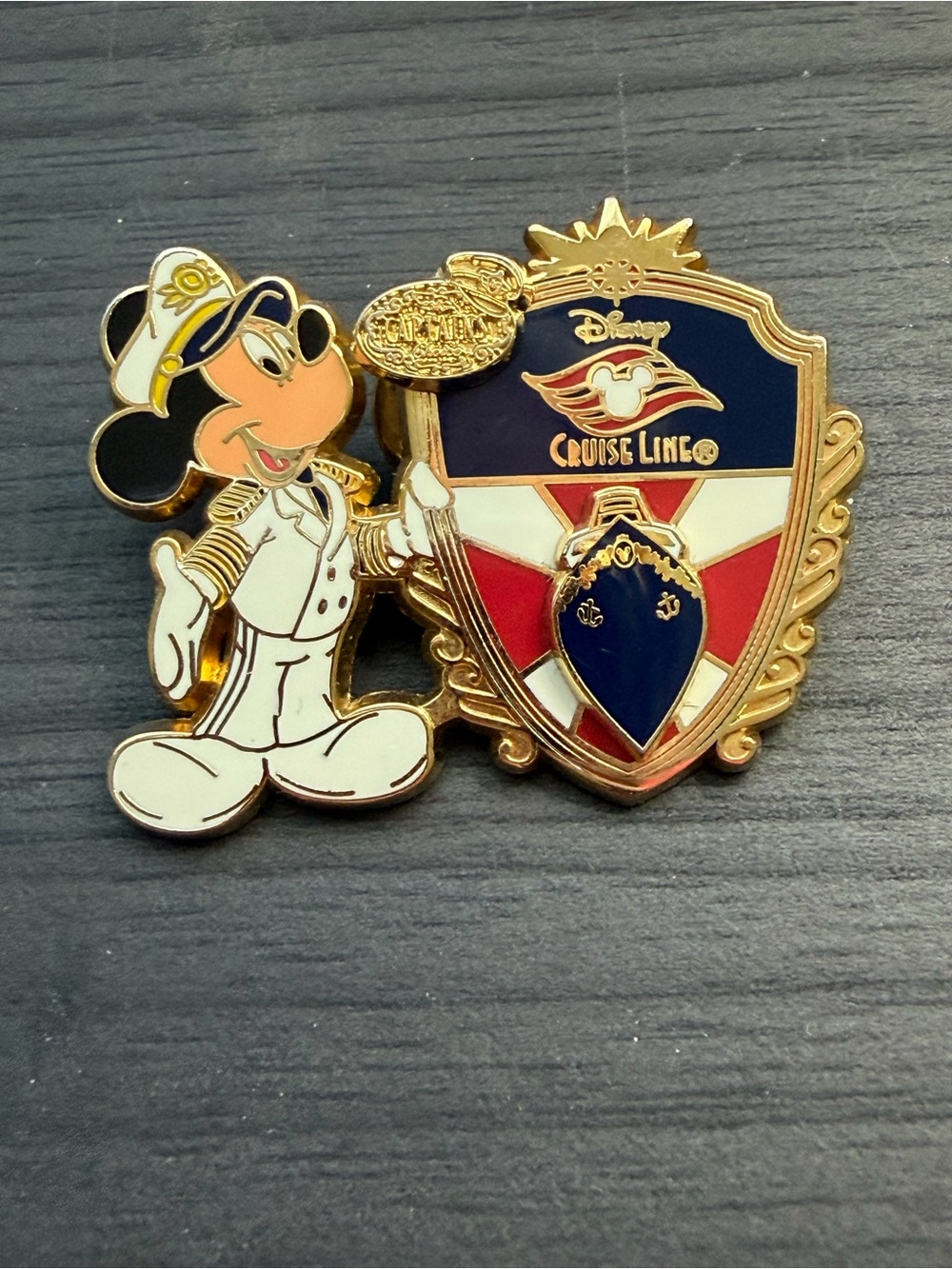 Disney Captain Mickey Cruise Line Enamel Pin - Navy, Red, White, Gold